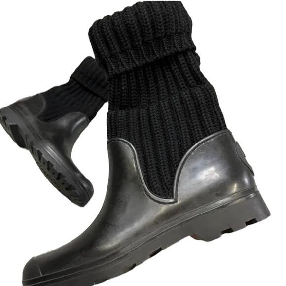 Gucci Aspen Lug Sole Wool Rubber Boots Black | Vintage 2000s - Picture 9 of 13